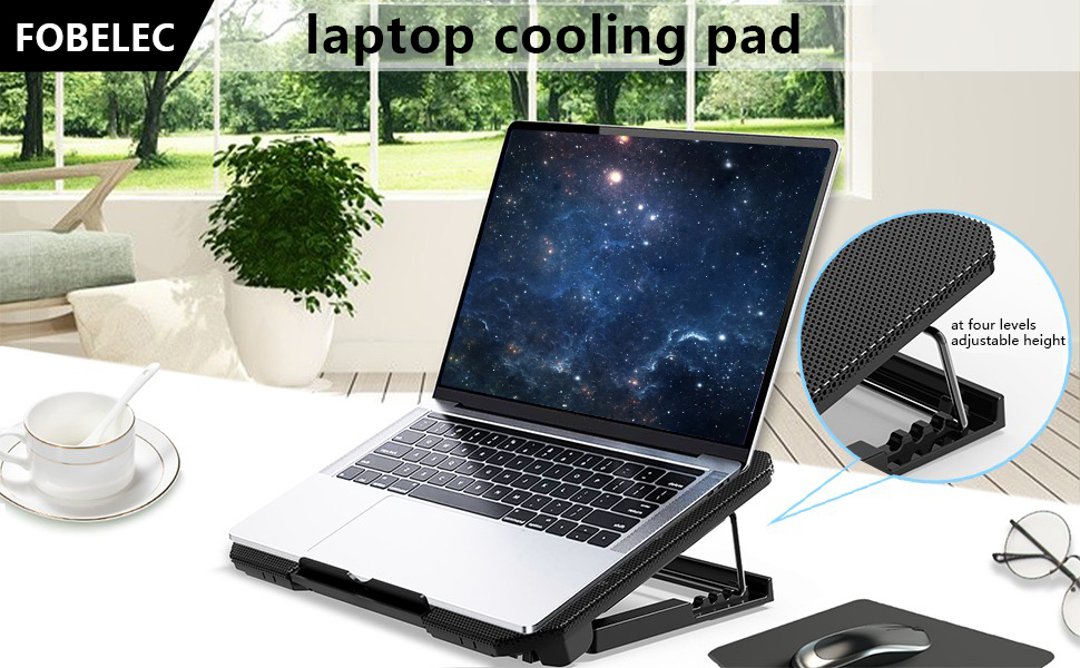 Laptop Cooling Pad, Cooler Pad Chill Mat 2 Quiet Fans LED Lights