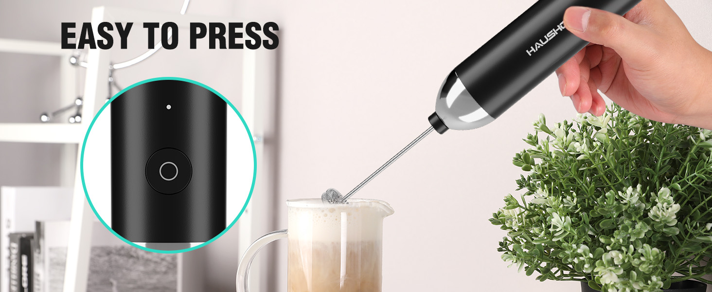 Black Handheld Cordless Milk Frother Set with Stand (US PKG)