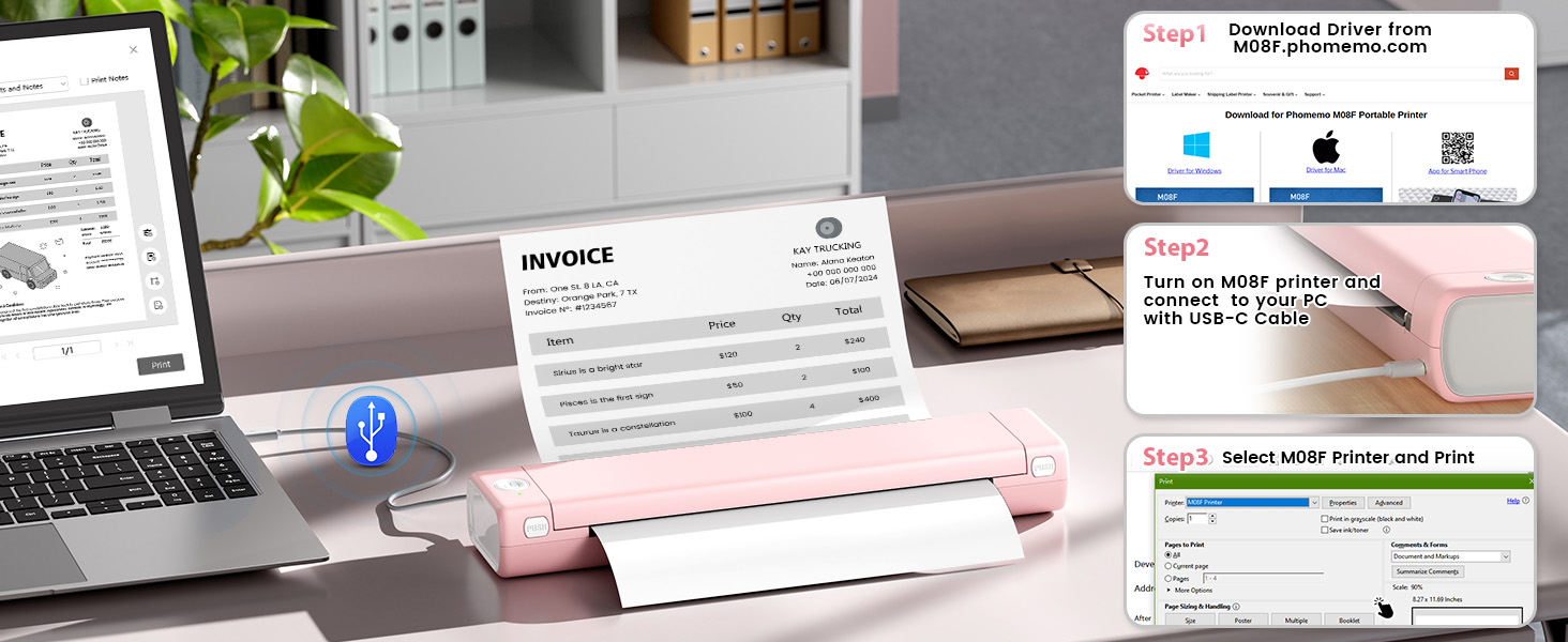 Phomemo Portable Printers Wireless for Travel,Phomemo Portable Printers Wireless for Travel