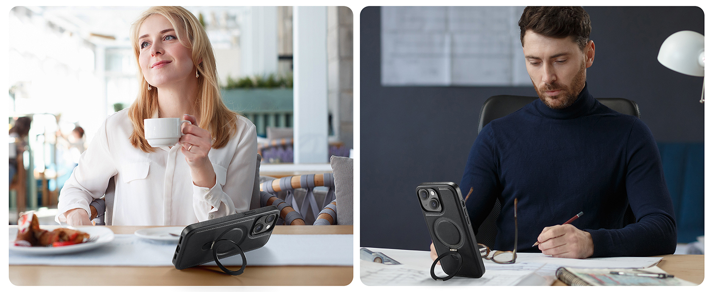 case with stand pu leather compatible with magsafe