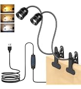 canvage 2Pack Reading Lights for Bed, Dimmable USB Clip-on Lamp for Dorm Bed Headboard, 3 Modes &amp;...