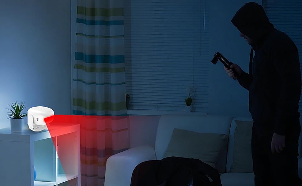 Doorbell alarm, PIR sensor, burglar alert, day/night, doors/windows, homes/stores.