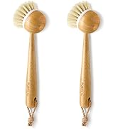 SUBEKYU Dish Brush with Bamboo Handle, Kitchen Dish Scrubber Brush for Washing Pans/Pots/Sinks, N...