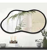 AAZZKANG Black Wall Mirror with Wood Framed Small Irregular Hanging Mirrors Modern Asymmetrical f...