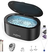JeaTone Ultrasonic Jewelry Cleaner Machine (Black), SUS304 Stainless Steel 20oz Tank, 46KHz Ultra...