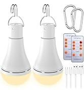 USB Rechargeable Light Bulb with Remote and Timer, Battery Backup Emergency Light Bulbs for Home ...