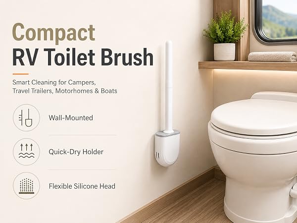 RV Toilet Brush and Holder, Wall Mounted