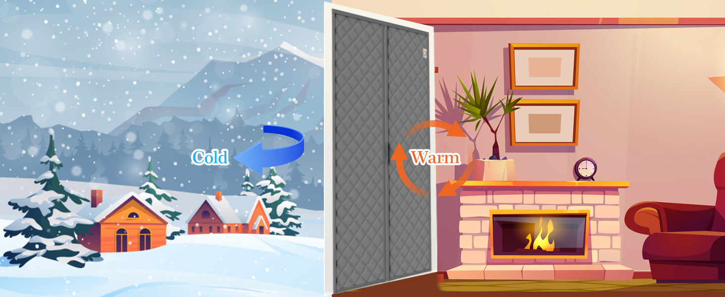 magnetic thermal insulated door curtain