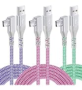 Pofesun USB C Charger Cable, 3-Pack 10ft Nylon Braided USB A to USB C Cable Right Angle, Type C C...