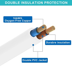 Polarized US 2-Prong Male-Female Extension Power Cord Cable