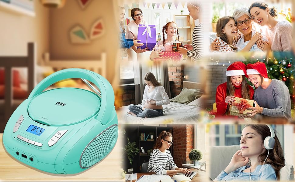 green radio cd player cute kids boombox