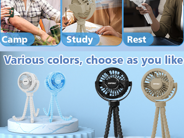 portable mini fan clip on baby stroller for travel personal handheld battery powered rechargeable