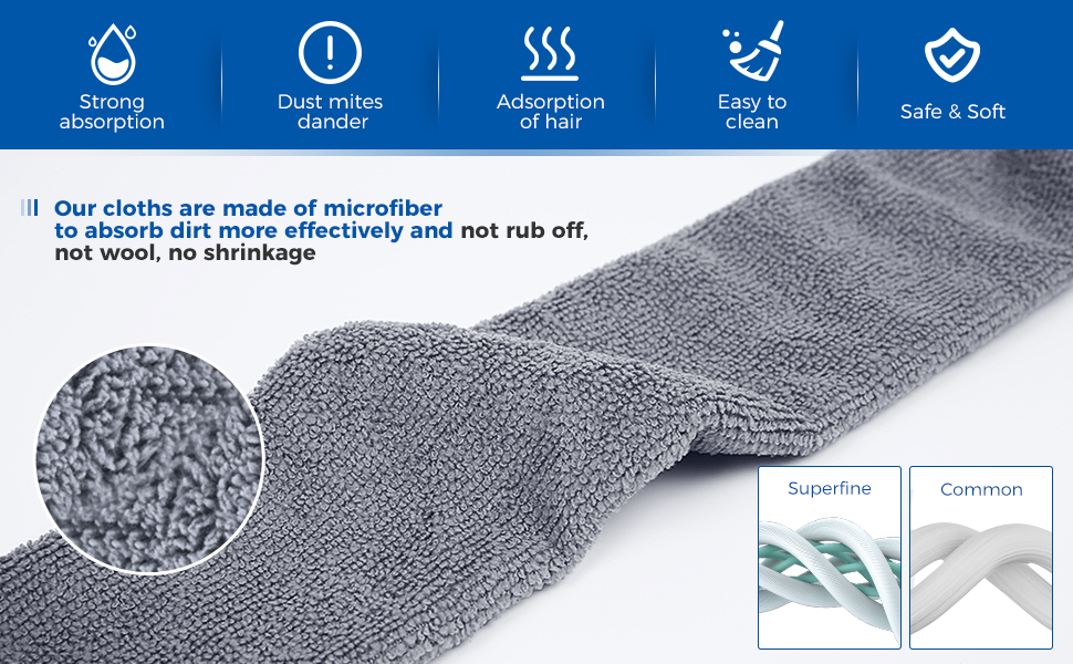 6pcs Dusters Replacement Cloth for Cleaning Removable Gap Dusting Cloths Reusable Microfiber Cloth
