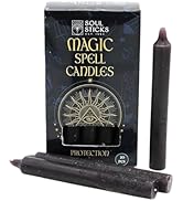 SOUL STICKS Protection Magic Spell Chime Taper Candles Black 20 Pack - Colored Unscented Chime Ca...