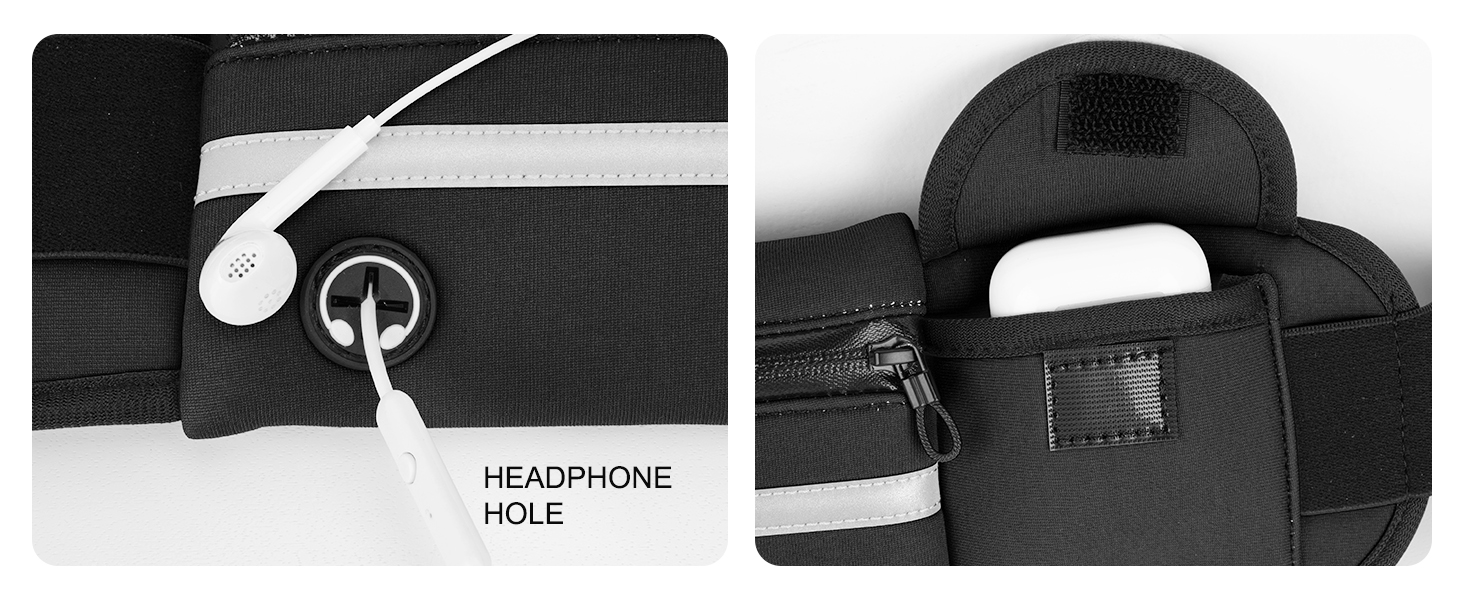 Close-up of electronic device with headphone jack labeled. Black carrying case or holder visible in the background.