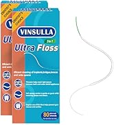 VINSULLA Dental Floss for Braces, Floss Threaders for Bridges and Implants 80 Pre-Cut Strands 80P...