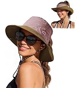 Zando UPF 50+ Bucket Sun Hats for Women - Waterproof 2 in 1 Sun Visor, Packable Hiking Hat for Fi...
