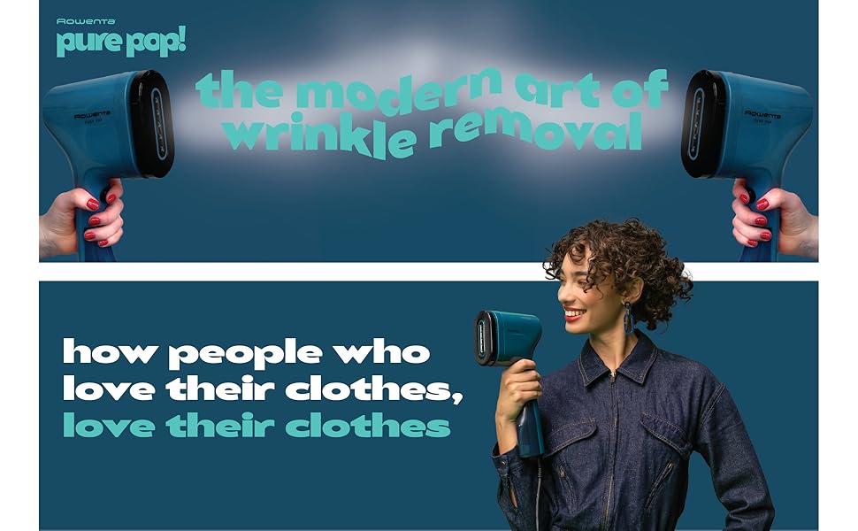 rowenta handheld steamer for clothes travel steamer pure pop woman holding clothes steamer plancha