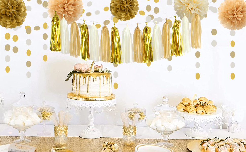 White Gold Champagne Party Decorations