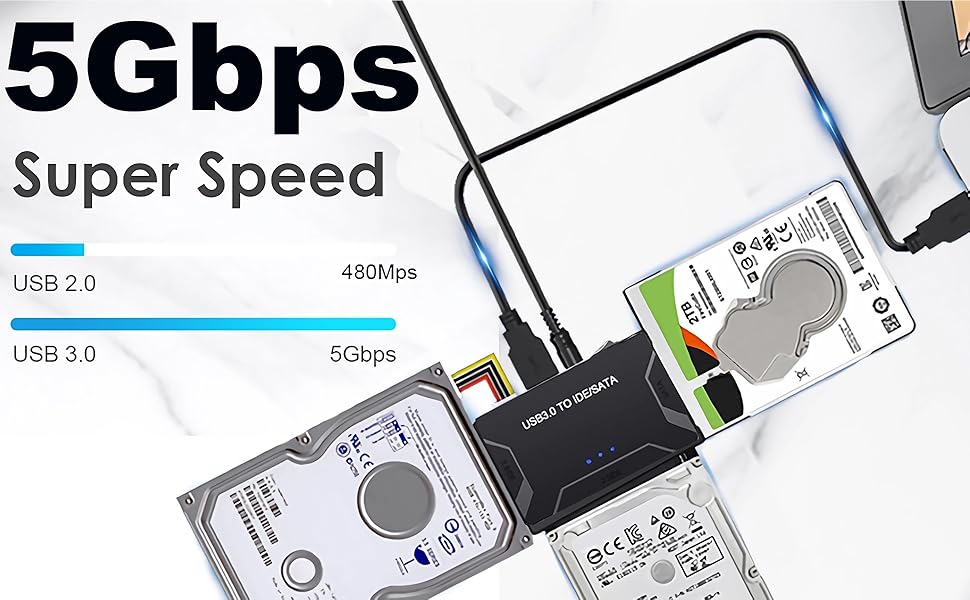 Take advantage of the lightning speed of USB 3.0 to quickly transfer files up to 5Gbps