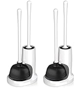 uptronic Toilet Plunger and Brush, Bowl Brush and Heavy Duty Toilet Plunger Set with Holder, 2-in...
