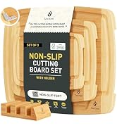 Bamboo Cutting Board Set Non Slip Feet with Holder Over Sink Tablas Para Picar Cocina Tabua Madei...