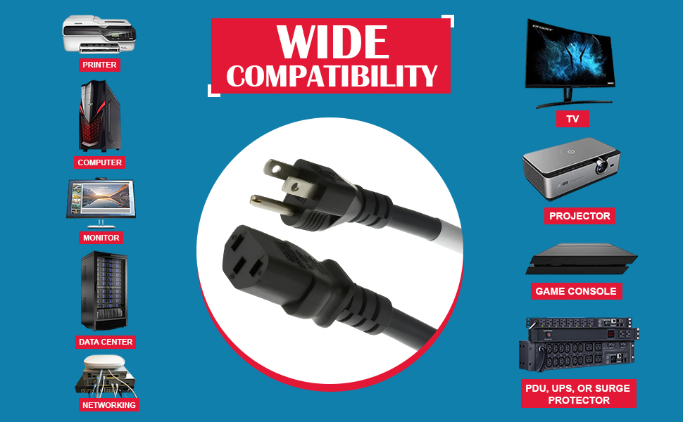 computer power cord 10 ft heavy duty power cord amp power cord ac power cord 3 prong