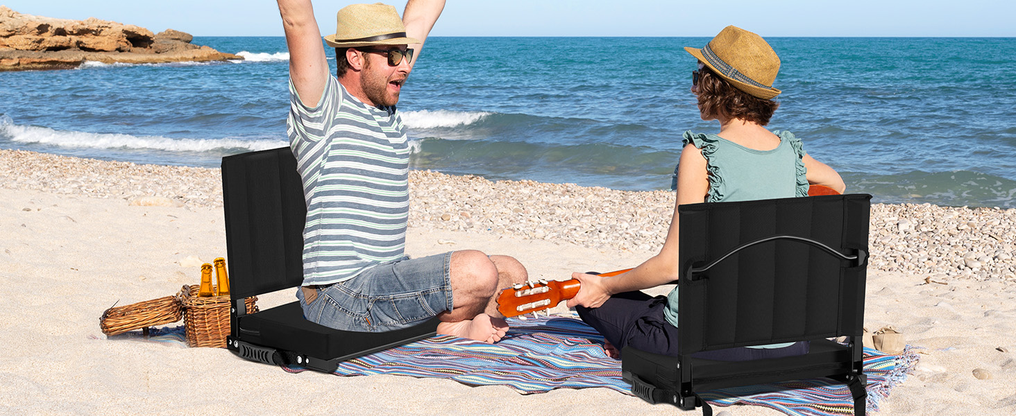 Portable Bleacher Seat with Wide Comfy Padded Cushion