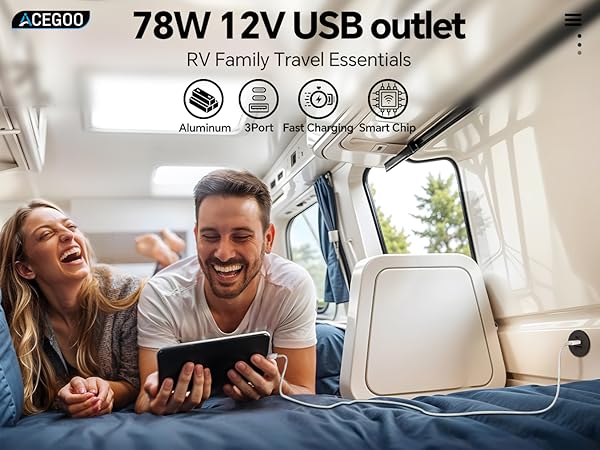 78W 12VUSB outlet RV Family Travel Essentials