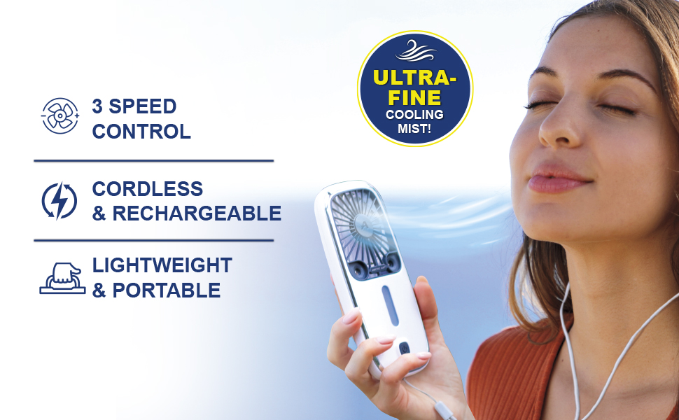 Arctic Air Pocket - 3 speeds, cordless, rechargeable, lightweight, portable