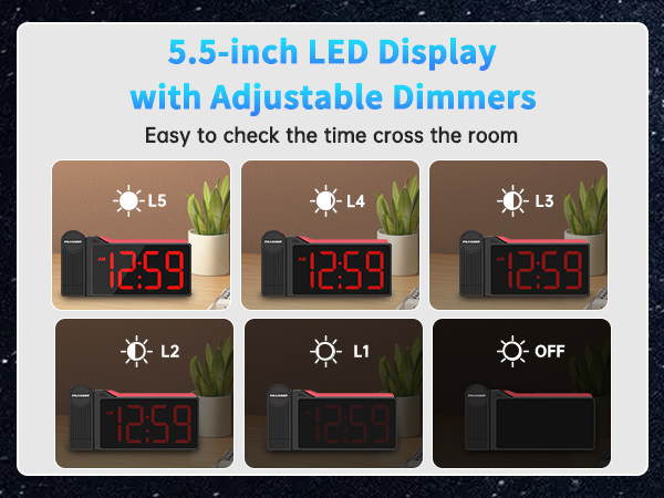 clock with projection on ceiling