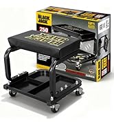 Torin 250lb Rolling Automotive Creeper Garage/Shop Seat: Padded Mechanic Stool with Tool Large Tr...