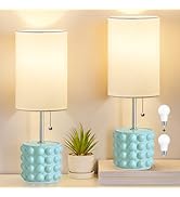 Ceramic Table Lamp Set of 2, 3-Color Temperature Ceramic Lamp Pull Chain Bedside Nightstand Lamps...