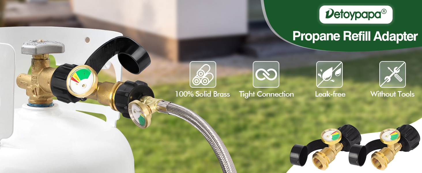 Propane Tank Gauge Level Indicator, Propane Gas Gauge for LP Propane Tank 5LB-40LB with QCC1/Type