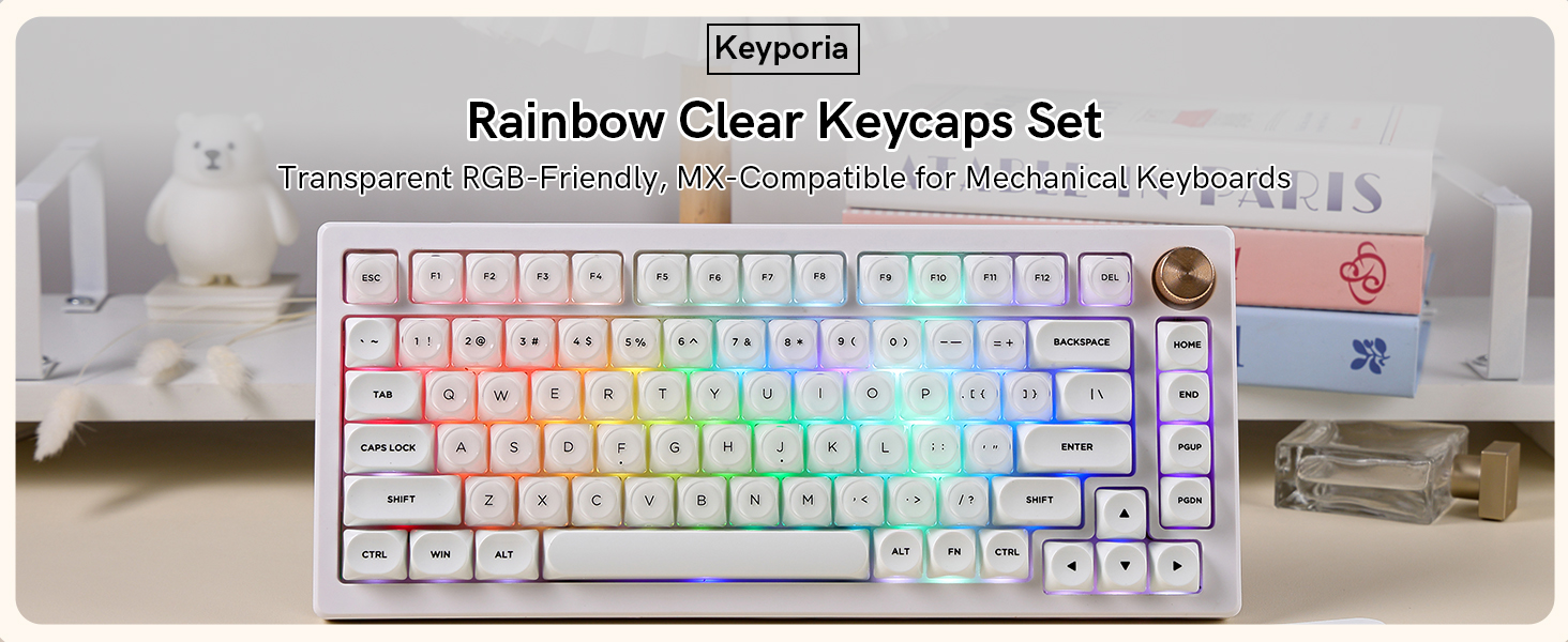 Jelly White Keycaps Set For Mechanical Keyboard