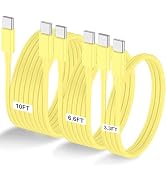 3-Pack Yellow [3.3FT+6.6FT+10FT] 60W USB C to USB C Cable, Type C Fast Charging Cable for iPhone ...