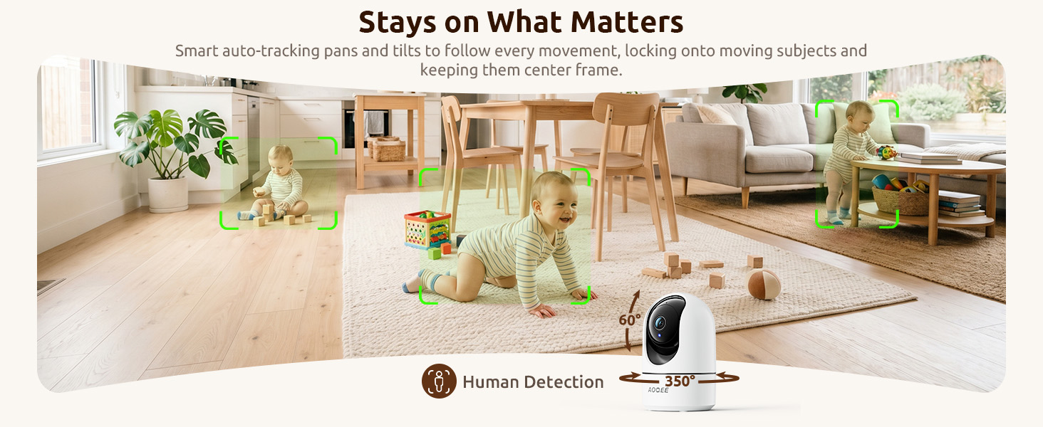 Smart auto-tracking follows all movement, locking moving subjects and keeping them center frame