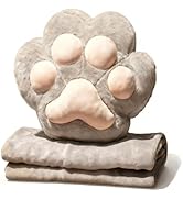RYOLOY Cat Paw Warm Hand Pillow,with 67 * 39Inch Travel Blanket,3 in 1 Travel Pillow and Blanket ...