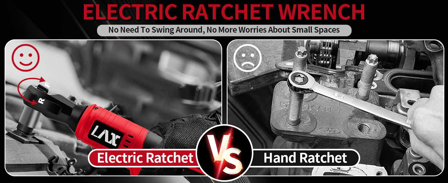 3/8" Brushless Ratchet Wrench Set for Milwaukee 18V Battery vs. Manual