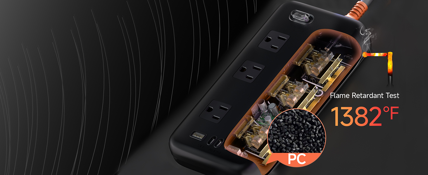 1382°F Fireproof &amp;amp; Surge Proof Power Strip