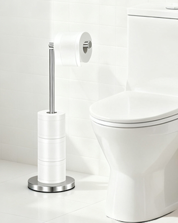 DAWNER Toilet Paper Holder Free Standing, Stainless Steel Rustproof Toilet Paper Stand with Storage