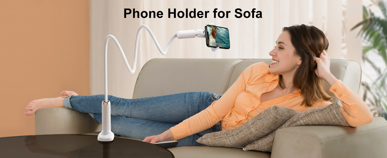 HIYJEN Gooseneck Phone Holder for Bed Laying Down with Clamp