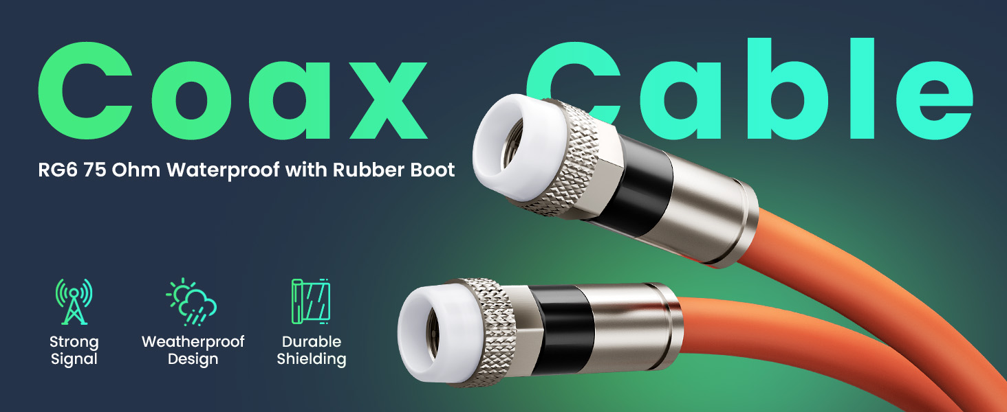 Coax Cable RG6 75 Ohm Waterproof with Rubber Boot