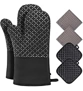 Philorn Oven Gloves Waterproof Heat Resistant Silicone Glove Non-Slip Oven Mitts with Pinch Grips...