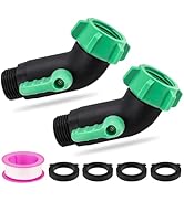 2-Pack 45 Degree Hose Elbow with Shut-Off Valve, 3/4" GHT Water Hose Elbow for RV, Heavy-Duty Pla...
