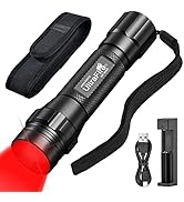 ULTRAFIRE Red Light Flashlight, Zoomable 620-630nm Red Light for Hunting, Night Vision, Astronomy