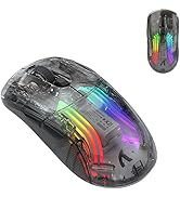 Wireless Gaming Mouse Bluetooth Dual Mode Transparent Clear RGB Lighting Mechanical Ergonomic Rec...