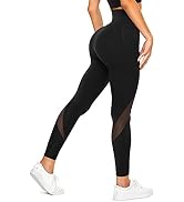 TrainingGirl Mesh Leggings for Women High Waisted Yoga Pants Workout Running Printed Leggings Gym...