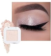 evpct Pear White Shimmer Single Eye shadow Palette Makeup for Older Women, Glitter Sparkly Pearl ...