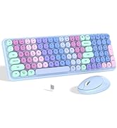 Colorful Wireless Keyboard Mouse Combo, Gradient Rainbow Colors 100 Keys and 2.4GHz Optical Mouse...